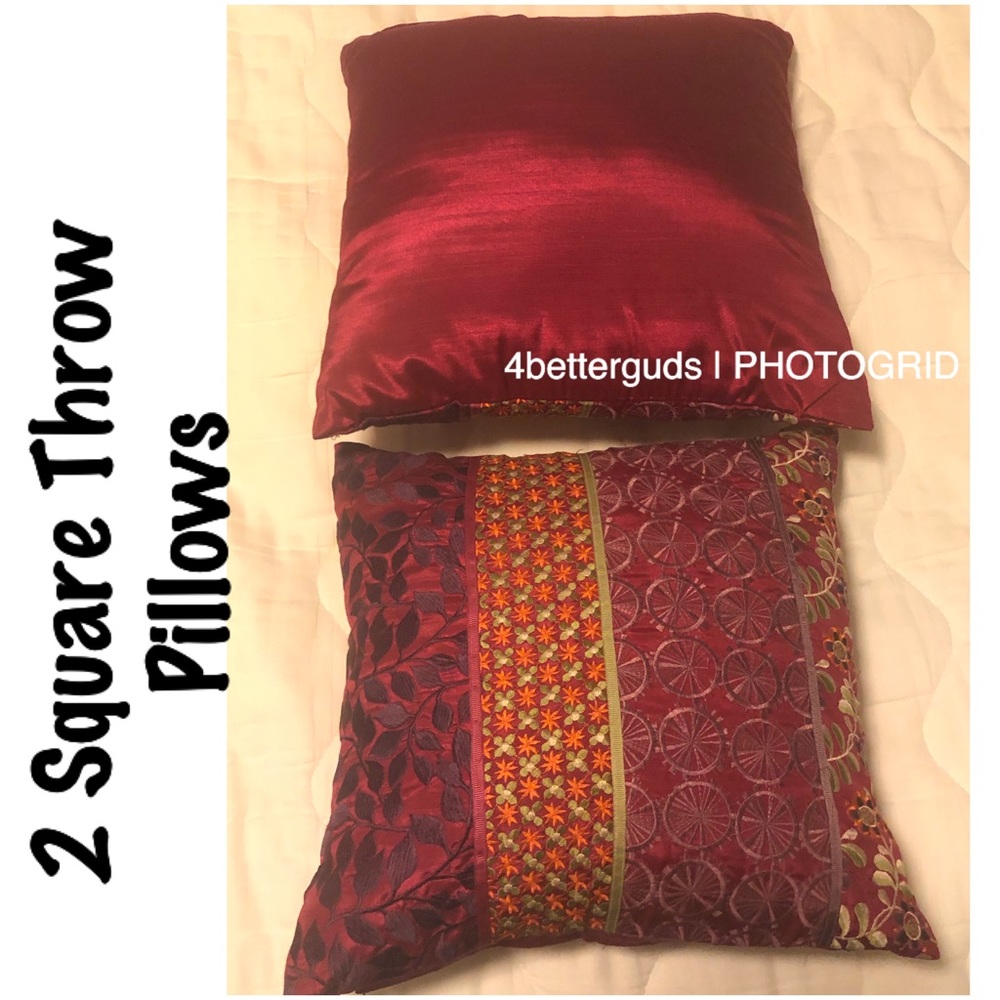 Embroidered Raspberry Floral Set 4 - Euros & Throw - Picture 7 of 14